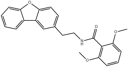 N-(2-dibenzofuran-2-ylethyl)-2,6-dimethoxybenzamide 化学構造式