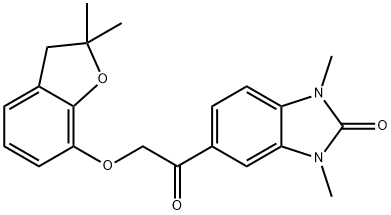 5-[2-[(2,2-dimethyl-3H-1-benzofuran-7-yl)oxy]acetyl]-1,3-dimethylbenzimidazol-2-one 化学構造式