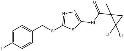 2,2-dichloro-N-[5-[(4-fluorophenyl)methylsulfanyl]-1,3,4-thiadiazol-2-yl]-1-methylcyclopropane-1-carboxamide Structure