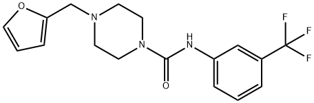 4-(furan-2-ylmethyl)-N-[3-(trifluoromethyl)phenyl]piperazine-1-carboxamide 化学構造式