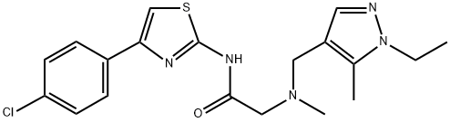 N-[4-(4-chlorophenyl)-1,3-thiazol-2-yl]-2-[(1-ethyl-5-methylpyrazol-4-yl)methyl-methylamino]acetamide Structure