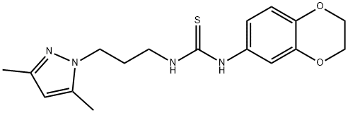 1-(2,3-dihydro-1,4-benzodioxin-6-yl)-3-[3-(3,5-dimethylpyrazol-1-yl)propyl]thiourea Structure