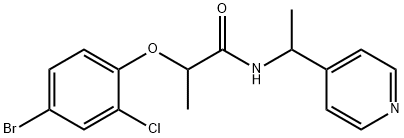 2-(4-bromo-2-chlorophenoxy)-N-(1-pyridin-4-ylethyl)propanamide 化学構造式