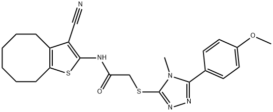 N-(3-cyano-4,5,6,7,8,9-hexahydrocycloocta[b]thiophen-2-yl)-2-[[5-(4-methoxyphenyl)-4-methyl-1,2,4-triazol-3-yl]sulfanyl]acetamide,895043-54-6,结构式