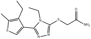 2-[[4-ethyl-5-(4-ethyl-5-methylthiophen-3-yl)-1,2,4-triazol-3-yl]sulfanyl]acetamide 化学構造式