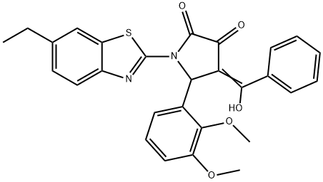 (4E)-5-(2,3-dimethoxyphenyl)-1-(6-ethyl-1,3-benzothiazol-2-yl)-4-[hydroxy(phenyl)methylidene]pyrrolidine-2,3-dione Struktur