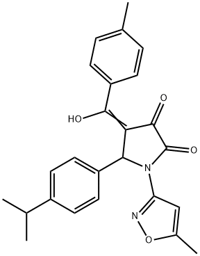 (4E)-4-[hydroxy-(4-methylphenyl)methylidene]-1-(5-methyl-1,2-oxazol-3-yl)-5-(4-propan-2-ylphenyl)pyrrolidine-2,3-dione Struktur