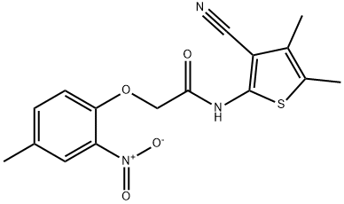 N-(3-cyano-4,5-dimethylthiophen-2-yl)-2-(4-methyl-2-nitrophenoxy)acetamide 化学構造式