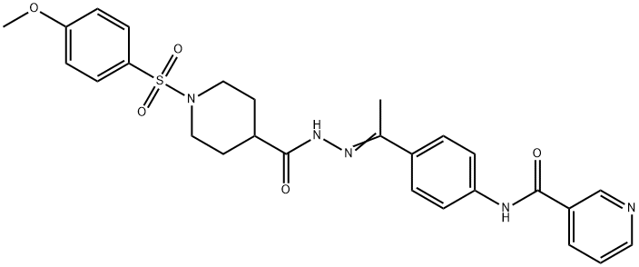 N-[4-[(E)-N-[[1-(4-methoxyphenyl)sulfonylpiperidine-4-carbonyl]amino]-C-methylcarbonimidoyl]phenyl]pyridine-3-carboxamide Struktur