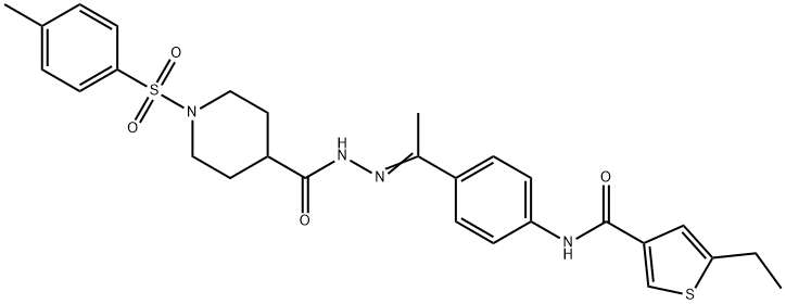 N-[(E)-1-[4-[(5-ethylthiophene-3-carbonyl)amino]phenyl]ethylideneamino]-1-(4-methylphenyl)sulfonylpiperidine-4-carboxamide Struktur