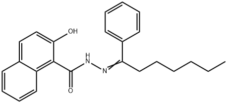 2-hydroxy-N-[(E)-1-phenylheptylideneamino]naphthalene-1-carboxamide 化学構造式