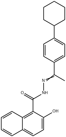 N-[(E)-1-(4-cyclohexylphenyl)ethylideneamino]-2-hydroxynaphthalene-1-carboxamide 化学構造式