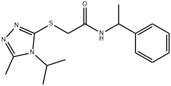 2-[(5-methyl-4-propan-2-yl-1,2,4-triazol-3-yl)sulfanyl]-N-(1-phenylethyl)acetamide 化学構造式