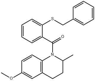 (2-benzylsulfanylphenyl)-(6-methoxy-2-methyl-3,4-dihydro-2H-quinolin-1-yl)methanone Structure