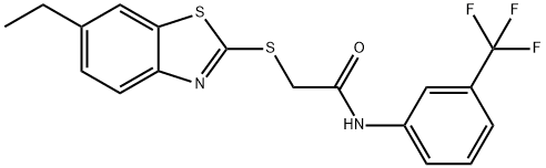 2-[(6-ethyl-1,3-benzothiazol-2-yl)sulfanyl]-N-[3-(trifluoromethyl)phenyl]acetamide Structure