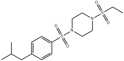 1-ethylsulfonyl-4-[4-(2-methylpropyl)phenyl]sulfonylpiperazine Struktur