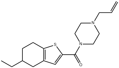 (5-ethyl-4,5,6,7-tetrahydro-1-benzothiophen-2-yl)-(4-prop-2-enylpiperazin-1-yl)methanone 化学構造式