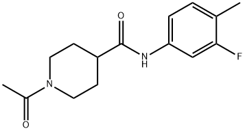 1-acetyl-N-(3-fluoro-4-methylphenyl)piperidine-4-carboxamide 化学構造式