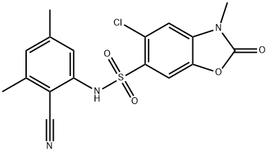 5-chloro-N-(2-cyano-3,5-dimethylphenyl)-3-methyl-2-oxo-1,3-benzoxazole-6-sulfonamide Struktur