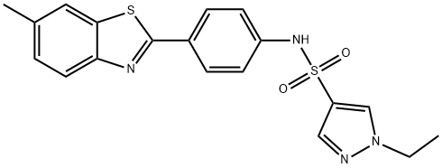 1-ethyl-N-[4-(6-methyl-1,3-benzothiazol-2-yl)phenyl]pyrazole-4-sulfonamide 化学構造式