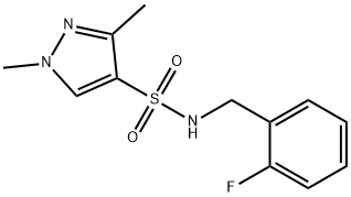 N-[(2-fluorophenyl)methyl]-1,3-dimethylpyrazole-4-sulfonamide 化学構造式