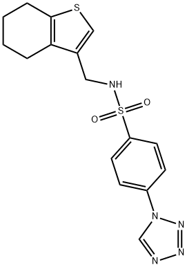 N-(4,5,6,7-tetrahydro-1-benzothiophen-3-ylmethyl)-4-(tetrazol-1-yl)benzenesulfonamide Struktur