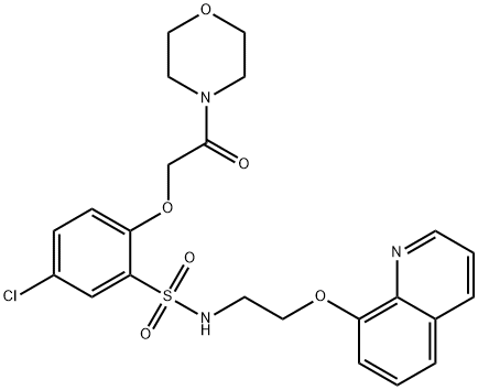 5-chloro-2-(2-morpholin-4-yl-2-oxoethoxy)-N-(2-quinolin-8-yloxyethyl)benzenesulfonamide Structure