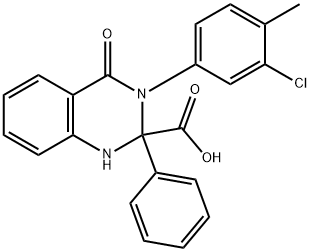 3-(3-chloro-4-methylphenyl)-4-oxo-2-phenyl-1H-quinazoline-2-carboxylic acid 化学構造式