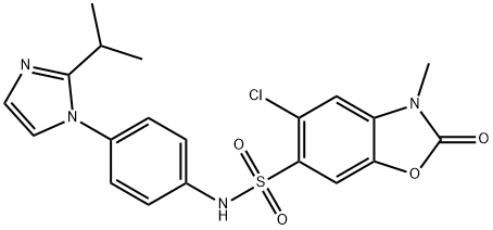 5-chloro-3-methyl-2-oxo-N-[4-(2-propan-2-ylimidazol-1-yl)phenyl]-1,3-benzoxazole-6-sulfonamide Structure