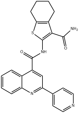 N-(3-carbamoyl-4,5,6,7-tetrahydro-1-benzothiophen-2-yl)-2-pyridin-4-ylquinoline-4-carboxamide 结构式