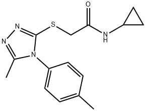 N-cyclopropyl-2-[[5-methyl-4-(4-methylphenyl)-1,2,4-triazol-3-yl]sulfanyl]acetamide 结构式