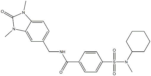 4-[cyclohexyl(methyl)sulfamoyl]-N-[(1,3-dimethyl-2-oxobenzimidazol-5-yl)methyl]benzamide 化学構造式