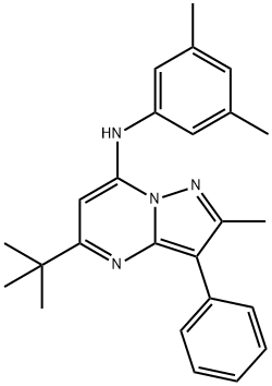 5-tert-butyl-N-(3,5-dimethylphenyl)-2-methyl-3-phenylpyrazolo[1,5-a]pyrimidin-7-amine 结构式