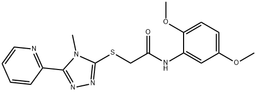 N-(2,5-dimethoxyphenyl)-2-[(4-methyl-5-pyridin-2-yl-1,2,4-triazol-3-yl)sulfanyl]acetamide 结构式