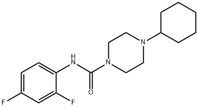 4-cyclohexyl-N-(2,4-difluorophenyl)piperazine-1-carboxamide 化学構造式