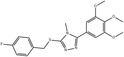 3-[(4-fluorophenyl)methylsulfanyl]-4-methyl-5-(3,4,5-trimethoxyphenyl)-1,2,4-triazole,900596-56-7,结构式