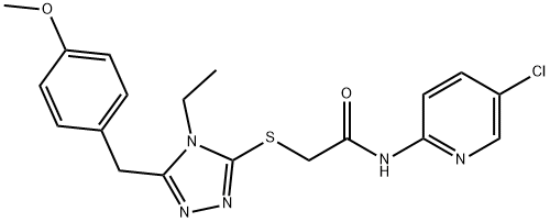 N-(5-chloropyridin-2-yl)-2-[[4-ethyl-5-[(4-methoxyphenyl)methyl]-1,2,4-triazol-3-yl]sulfanyl]acetamide Struktur