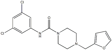 N-(3,5-dichlorophenyl)-4-(furan-2-ylmethyl)piperazine-1-carboxamide 结构式