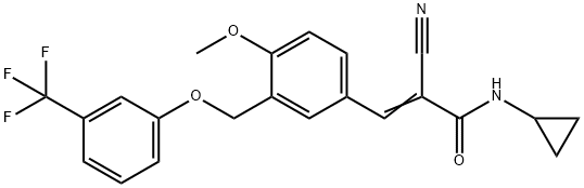 (E)-2-cyano-N-cyclopropyl-3-[4-methoxy-3-[[3-(trifluoromethyl)phenoxy]methyl]phenyl]prop-2-enamide 结构式