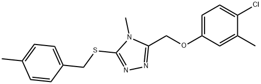 3-[(4-chloro-3-methylphenoxy)methyl]-4-methyl-5-[(4-methylphenyl)methylsulfanyl]-1,2,4-triazole Struktur