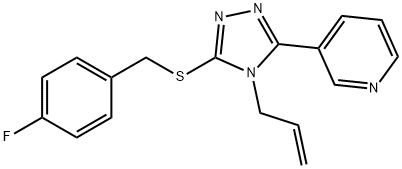 3-[5-[(4-fluorophenyl)methylsulfanyl]-4-prop-2-enyl-1,2,4-triazol-3-yl]pyridine,901106-37-4,结构式