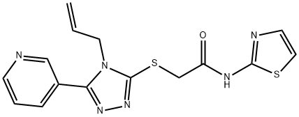2-[(4-prop-2-enyl-5-pyridin-3-yl-1,2,4-triazol-3-yl)sulfanyl]-N-(1,3-thiazol-2-yl)acetamide,901107-27-5,结构式