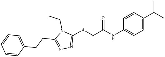 2-[[4-ethyl-5-(2-phenylethyl)-1,2,4-triazol-3-yl]sulfanyl]-N-(4-propan-2-ylphenyl)acetamide 化学構造式