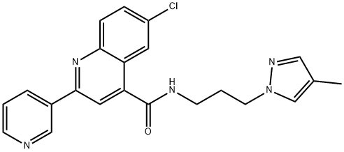 6-chloro-N-[3-(4-methylpyrazol-1-yl)propyl]-2-pyridin-3-ylquinoline-4-carboxamide 结构式