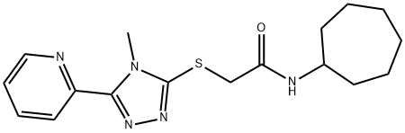 N-cycloheptyl-2-[(4-methyl-5-pyridin-2-yl-1,2,4-triazol-3-yl)sulfanyl]acetamide 结构式