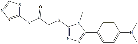 2-[[5-[4-(dimethylamino)phenyl]-4-methyl-1,2,4-triazol-3-yl]sulfanyl]-N-(1,3,4-thiadiazol-2-yl)acetamide,901649-91-0,结构式