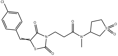 3-[(5Z)-5-[(4-chlorophenyl)methylidene]-2,4-dioxo-1,3-thiazolidin-3-yl]-N-(1,1-dioxothiolan-3-yl)-N-methylpropanamide,902036-41-3,结构式