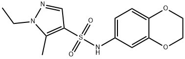 N-(2,3-dihydro-1,4-benzodioxin-6-yl)-1-ethyl-5-methylpyrazole-4-sulfonamide Structure