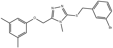 3-[(3-bromophenyl)methylsulfanyl]-5-[(3,5-dimethylphenoxy)methyl]-4-methyl-1,2,4-triazole 化学構造式