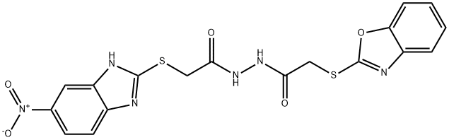 N'-[2-(1,3-benzoxazol-2-ylsulfanyl)acetyl]-2-[(6-nitro-1H-benzimidazol-2-yl)sulfanyl]acetohydrazide,903074-04-4,结构式